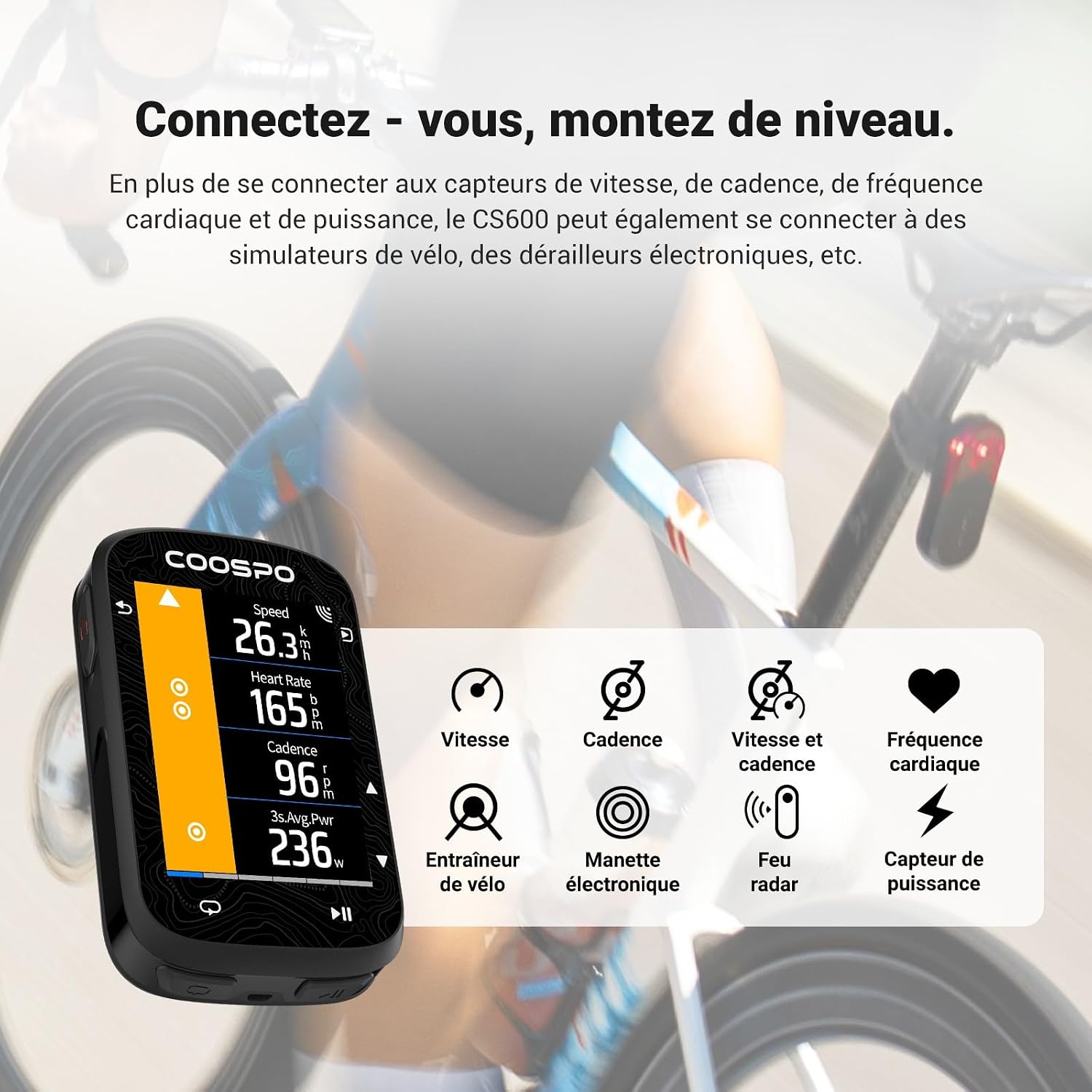 Detalle 2 de COOSPO CS600 GPS vélo écran 2,4"