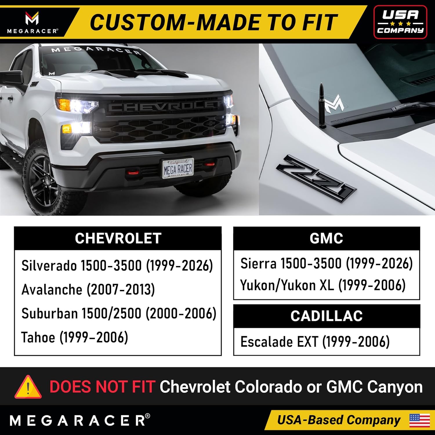 Thumbnail 2 de Anodized 50 Cal Bullet Antenna for Chevy Silverado & GMC Sierra (1999–2026) — Rugged Billet Aluminum Short Replacement, Black