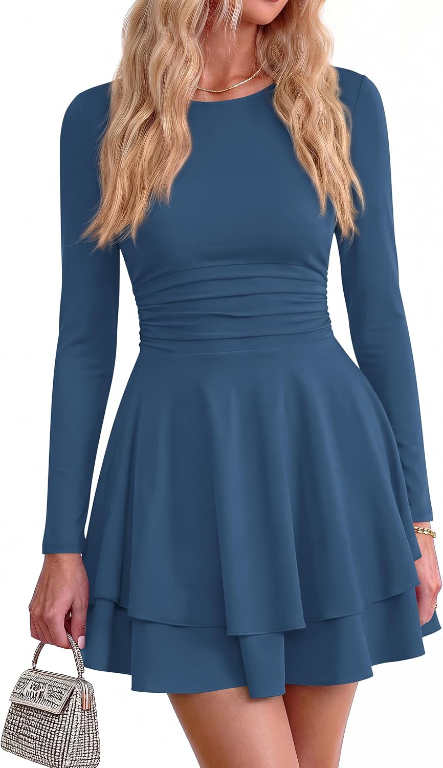 Thumbnail 6 de PRETTYGARDEN Long Sleeve Mini Dress, Crewneck