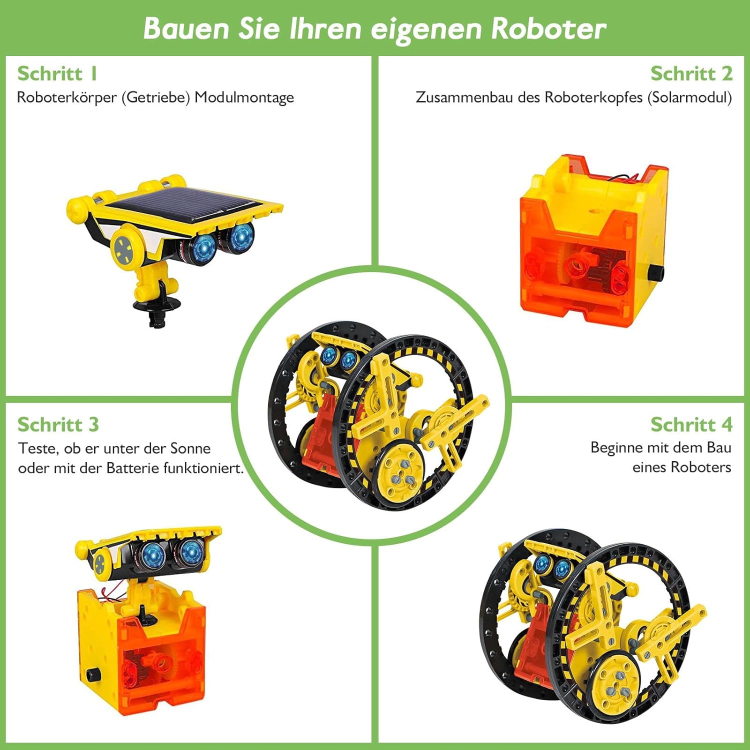 Thumbnail 2 de ACELIFE Solar Roboter Spielzeug (12-in-1) – DIY Bausatz für Kinder ab 8 Jahren, gelb