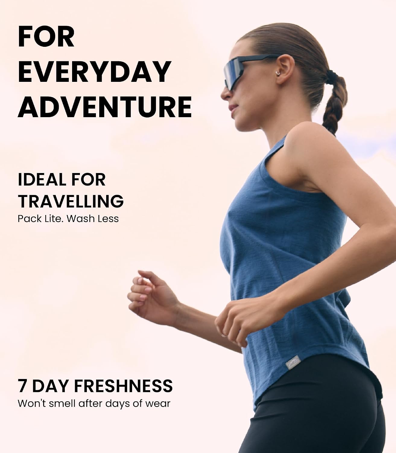Detalle de Merino.tech Women’s Active Merino Wool Tank Top (Moisture-Wicking, Anti-Odor) Lightweight Base Layer