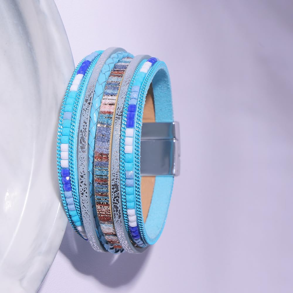 Detalle 2 de Viwind Lederarmband Damen Boho Multilayer