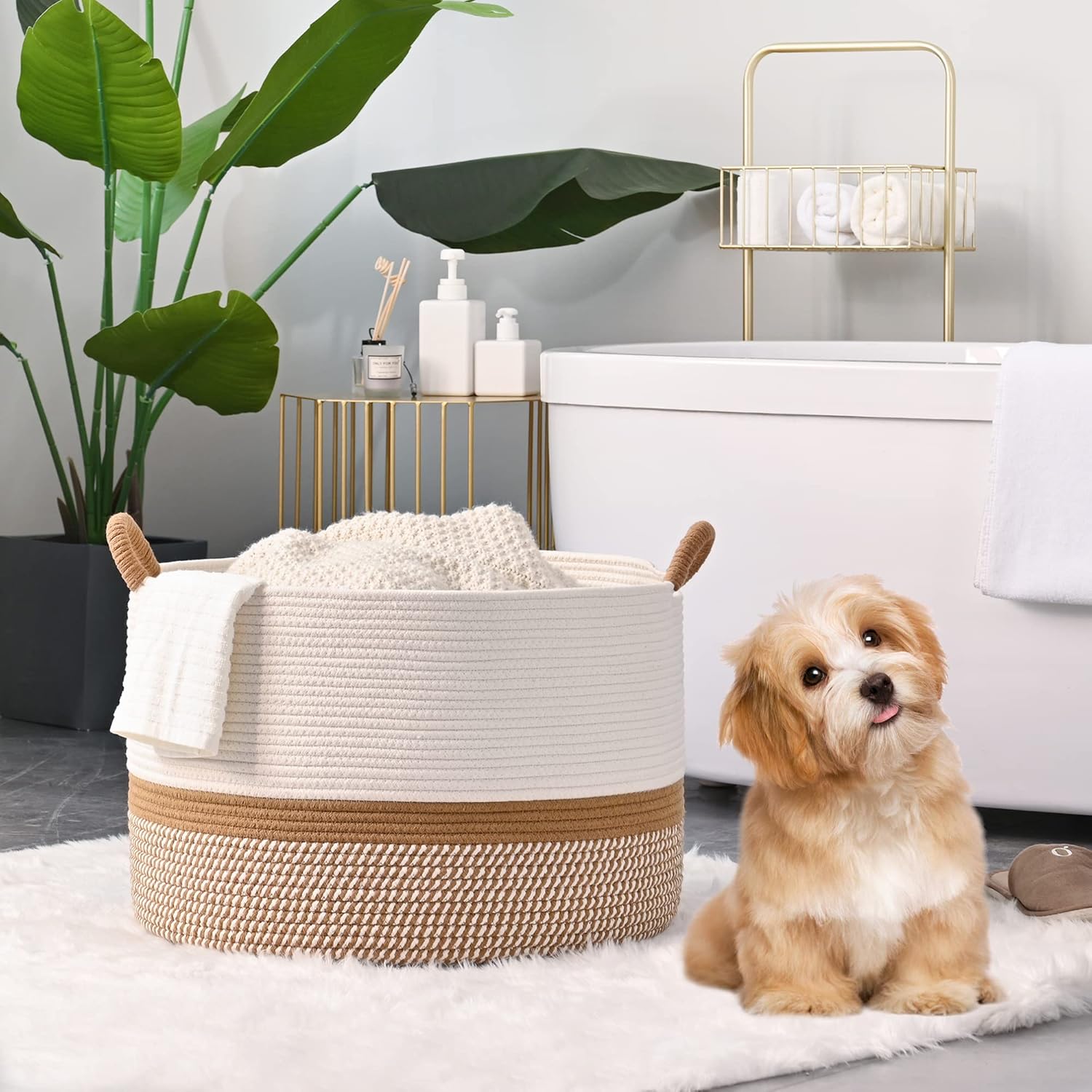 Detalle de KAKAMAY Large Blanket Basket 20x13"