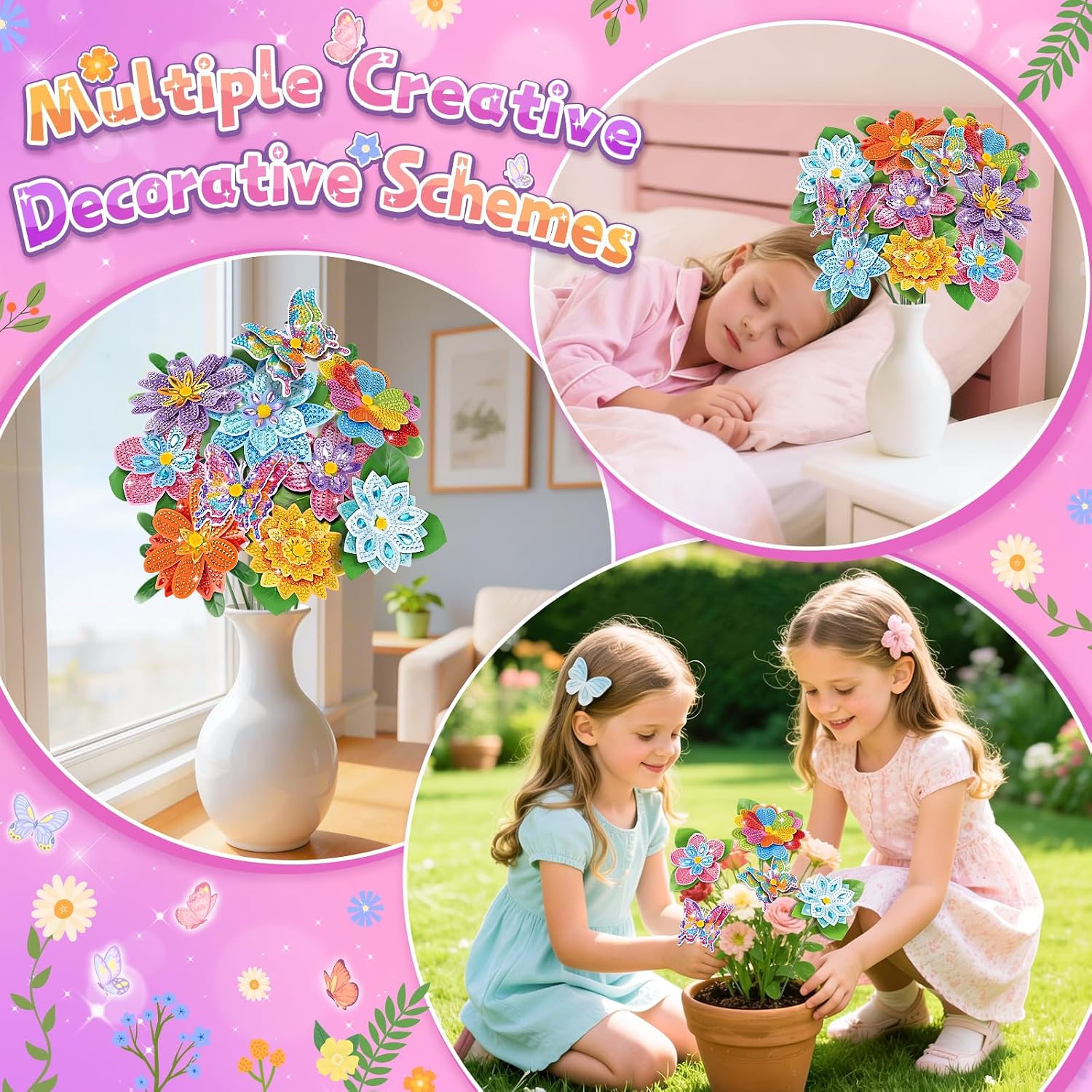 Detalle 2 de Craft Kits for Kids: Diamond Art Flower Painting Kit for Ages 5–12