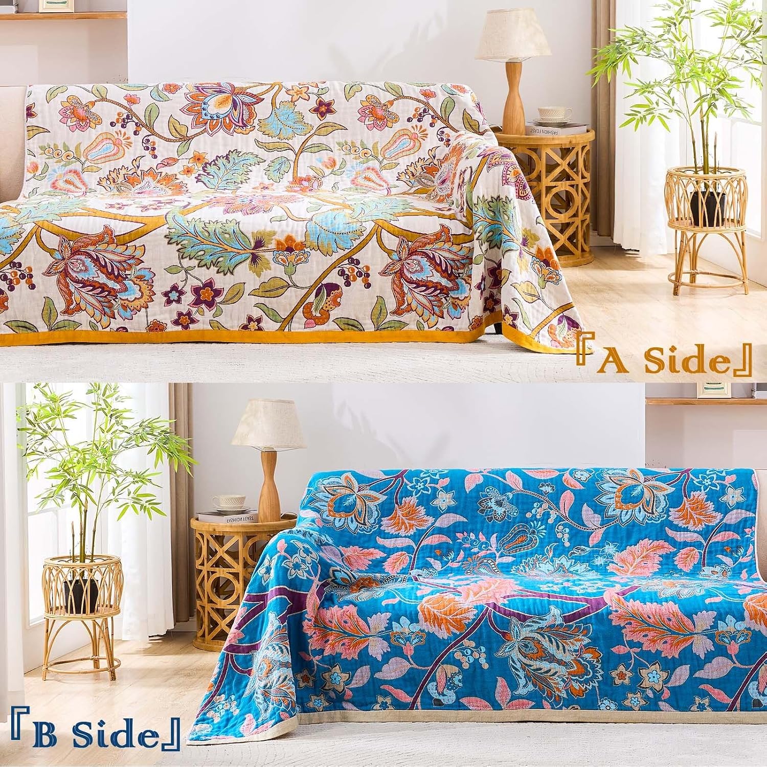 Detalle 2 de XIBLC Cotton Reversible Throw 50 x 60 inches