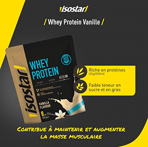 Detalle de Isostar Whey Protein Vanille – Poudre de protéine de lait, 570 g (19 boissons) pour récupération et prise de masse