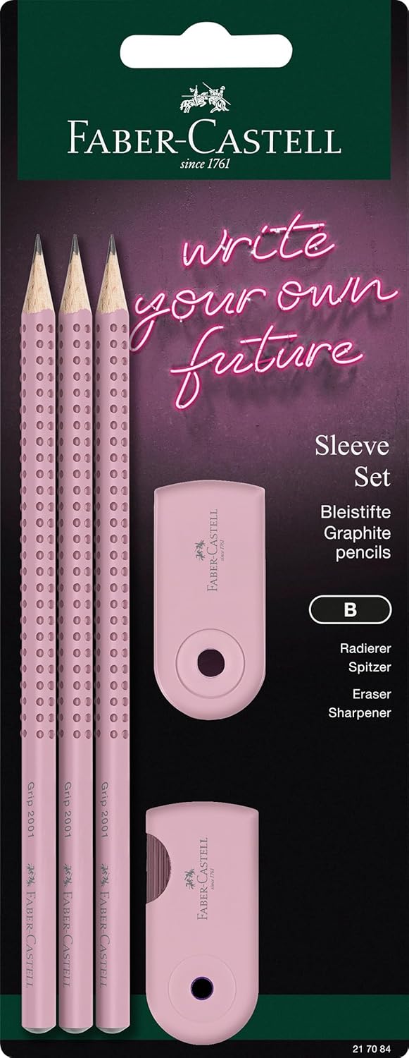 Faber-Castell 217084 Set di matite Sleeve Grip 2001 Rosa Shadows