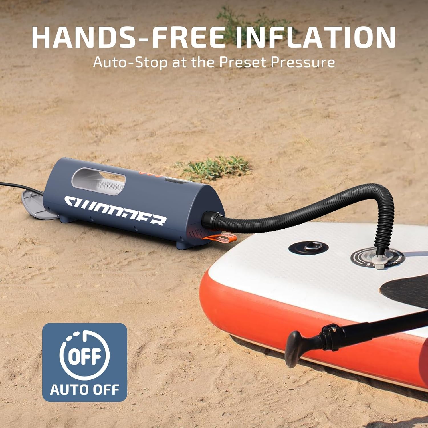 Detalle de Swonder Seafalcon Paddle Board Pump – High-Pressure Electric Air Pump with Auto Shut-Off (Smokey Azurite)