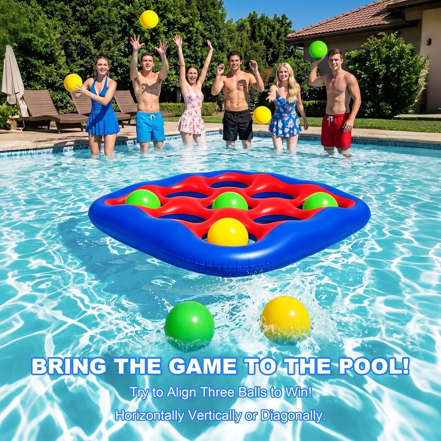 Thumbnail 3 de Hayiwel Pool Games Set: Inflatable Tic-Tac-Toe with Weighted Balls for 2–10 Players