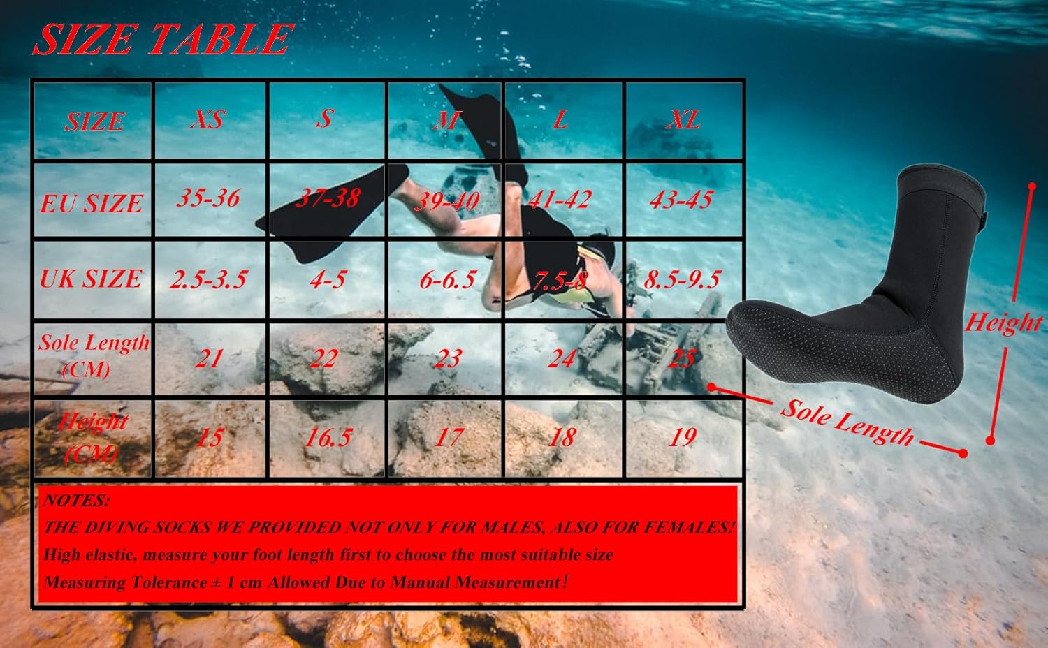 Thumbnail 6 de YDQUANI 3mm neoprene wetsuit socks with anti-slip grip (thermal diving & snorkelling socks)