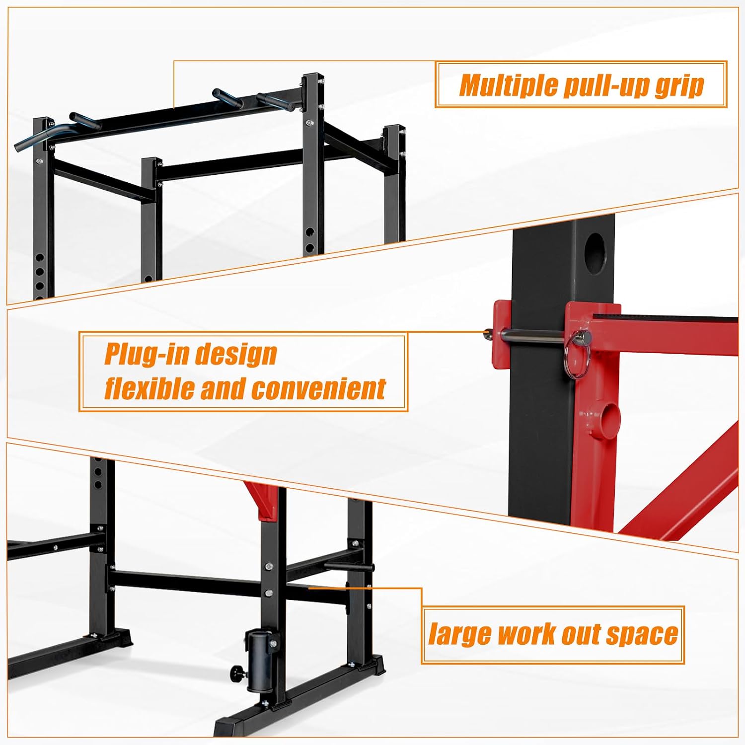 Detalle 2 de Bongkim Adjustable Power Rack Cage with Pull-Up Bar, 299 kg Capacity