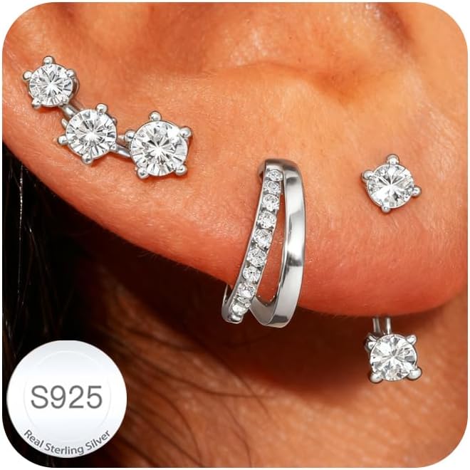Thumbnail 3 de DORANA 3‑er Set Ohrringe Silber 925, klein