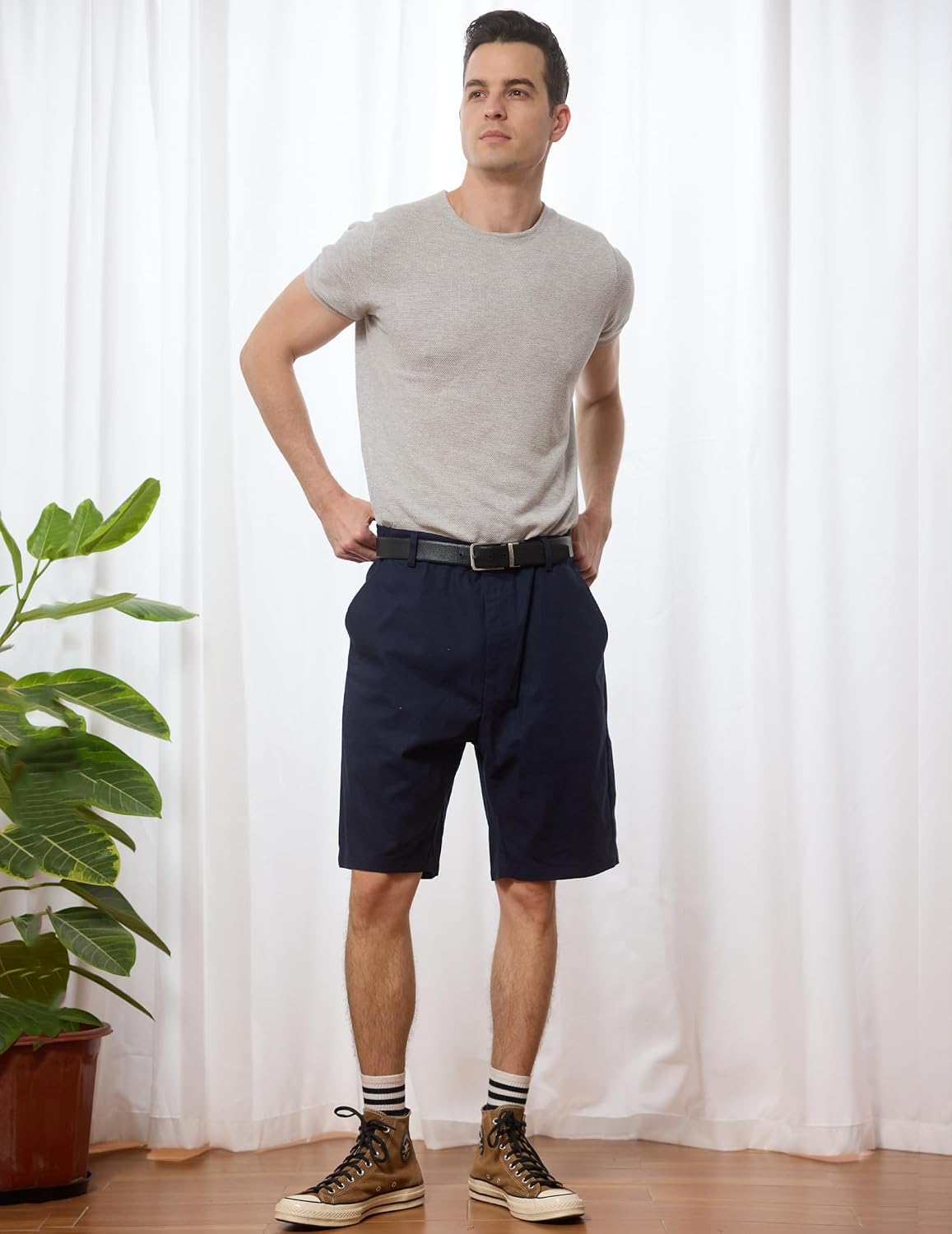 Detalle 2 de COOFANDY short lin homme 1 zip