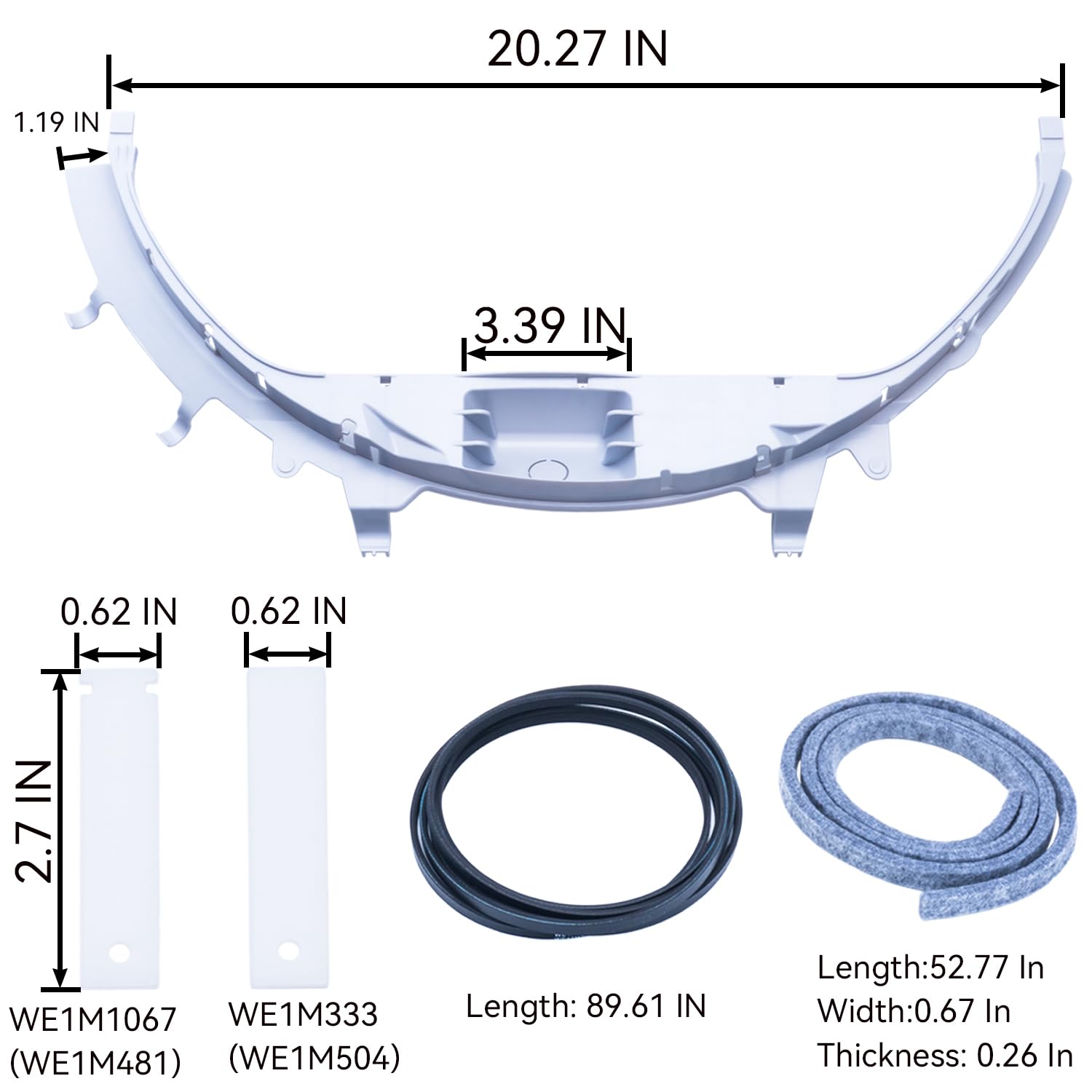 Thumbnail 1 de Duodyeo WE49X20697 Dryer Drum Bearing Kit with Belt, Felt Seal and Slides