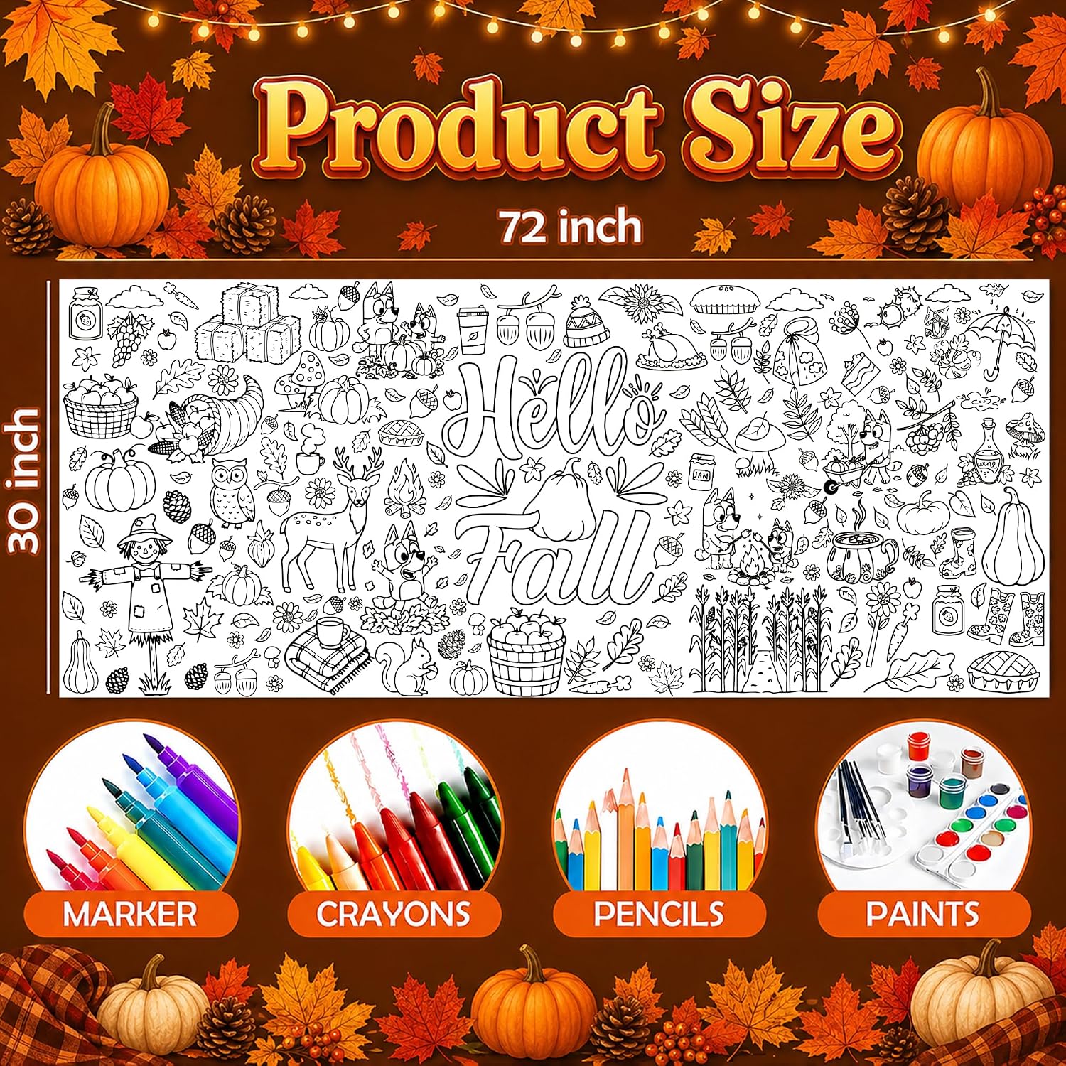 Detalle 2 de BashyGo Fall Coloring Poster/Tablecloth