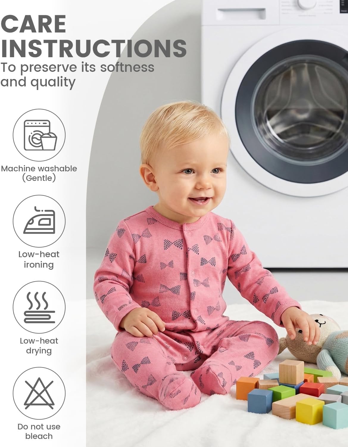 Detalle 2 de JiAmy sparkdräkt, 3-pack i bomull, långärmad med fötter