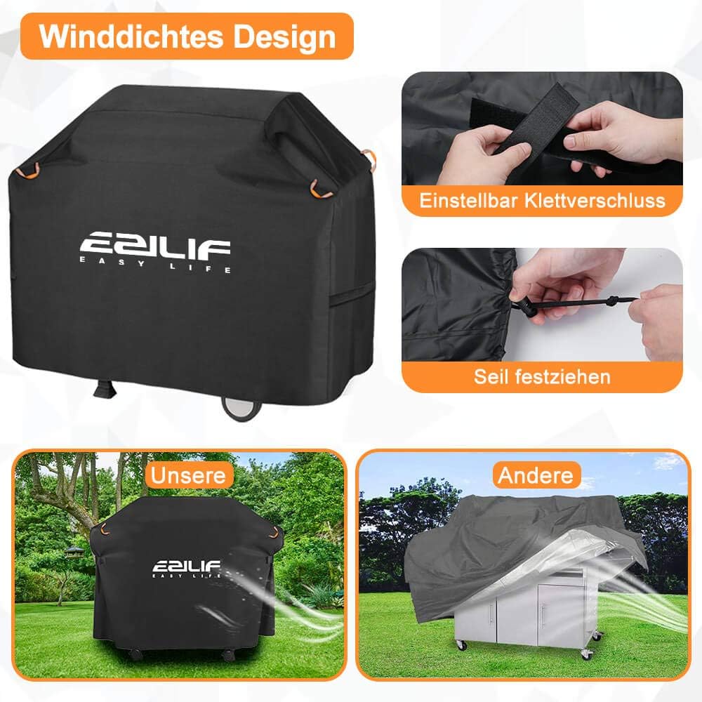 Detalle de EZILIF grillskydd 147 × 61 × 117 cm i 210D Oxfordtyg med reflexer