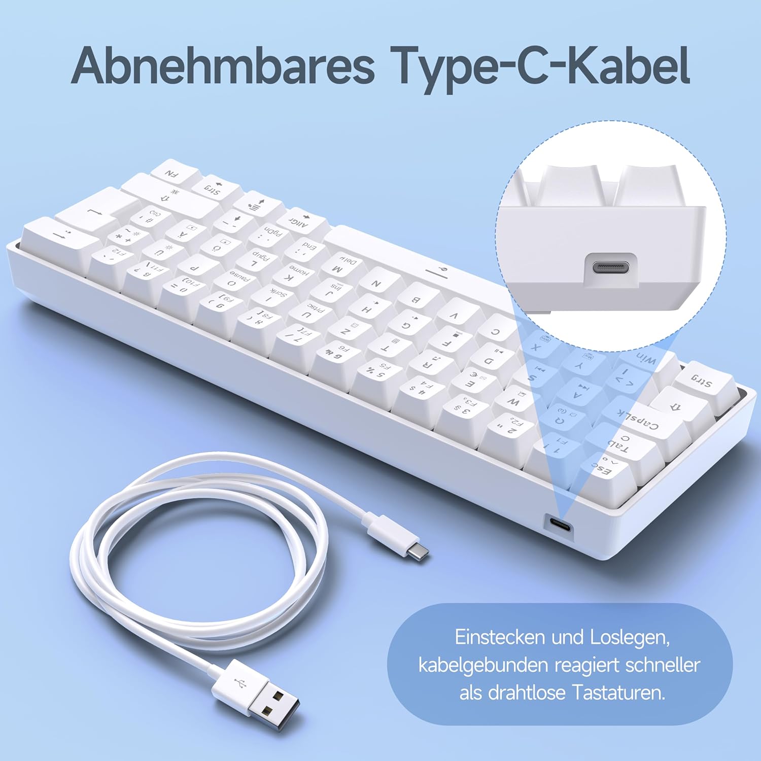 Thumbnail 5 de TMKB T61SE mechanische Gaming‑Tastatur, deutsches QWERTZ