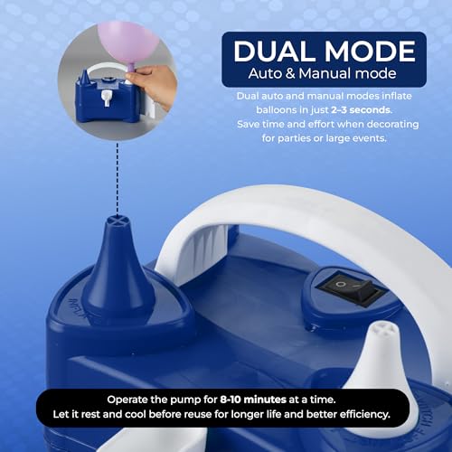Thumbnail 2 de Scott 11 Electric Balloon Pump with Dual Nozzle (Blue) – Portable 600W UK 230V Balloon Inflator