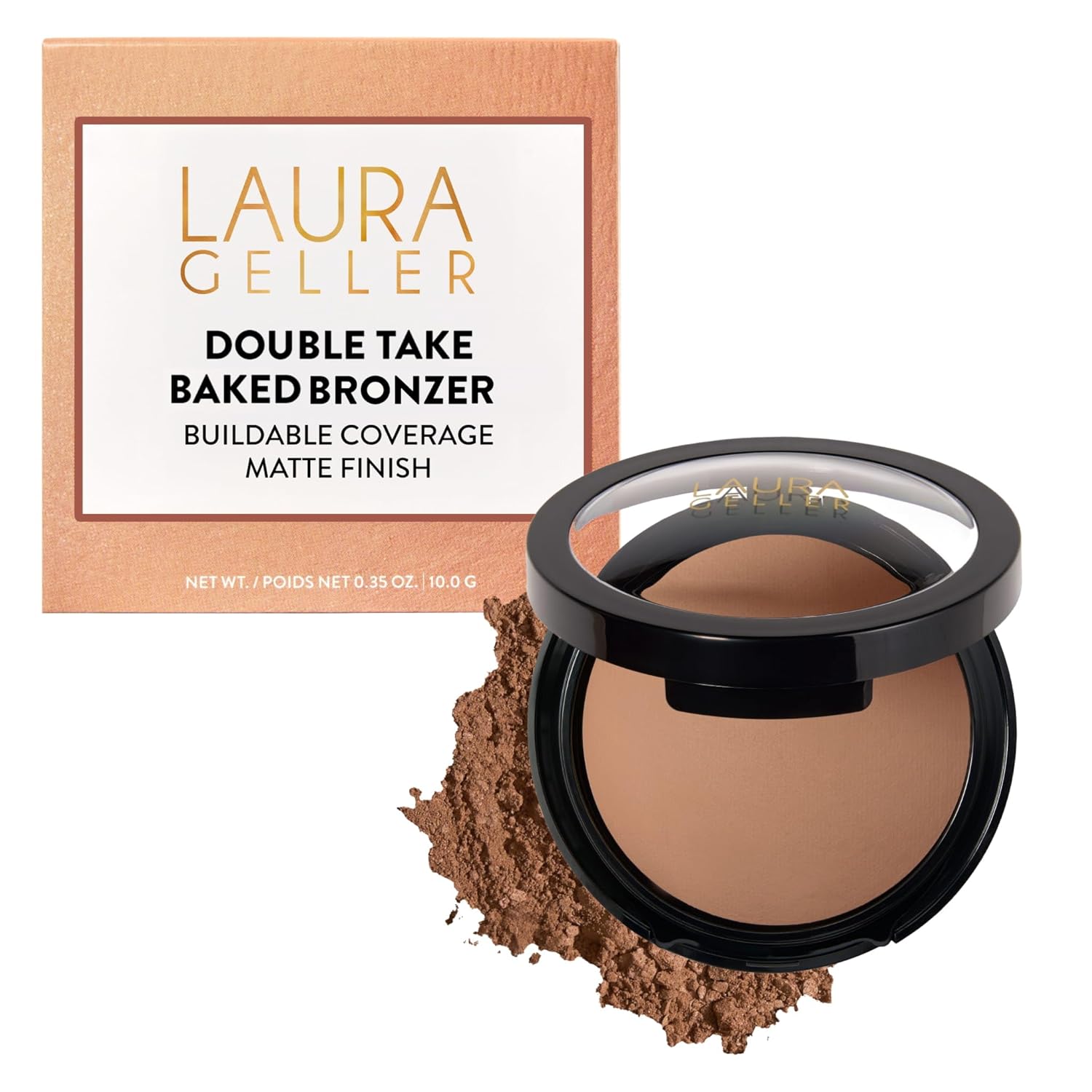 Detalle de Laura Geller Double Take Baked Bronzer for Mature Skin, Medium - Matte Bronzing Powder