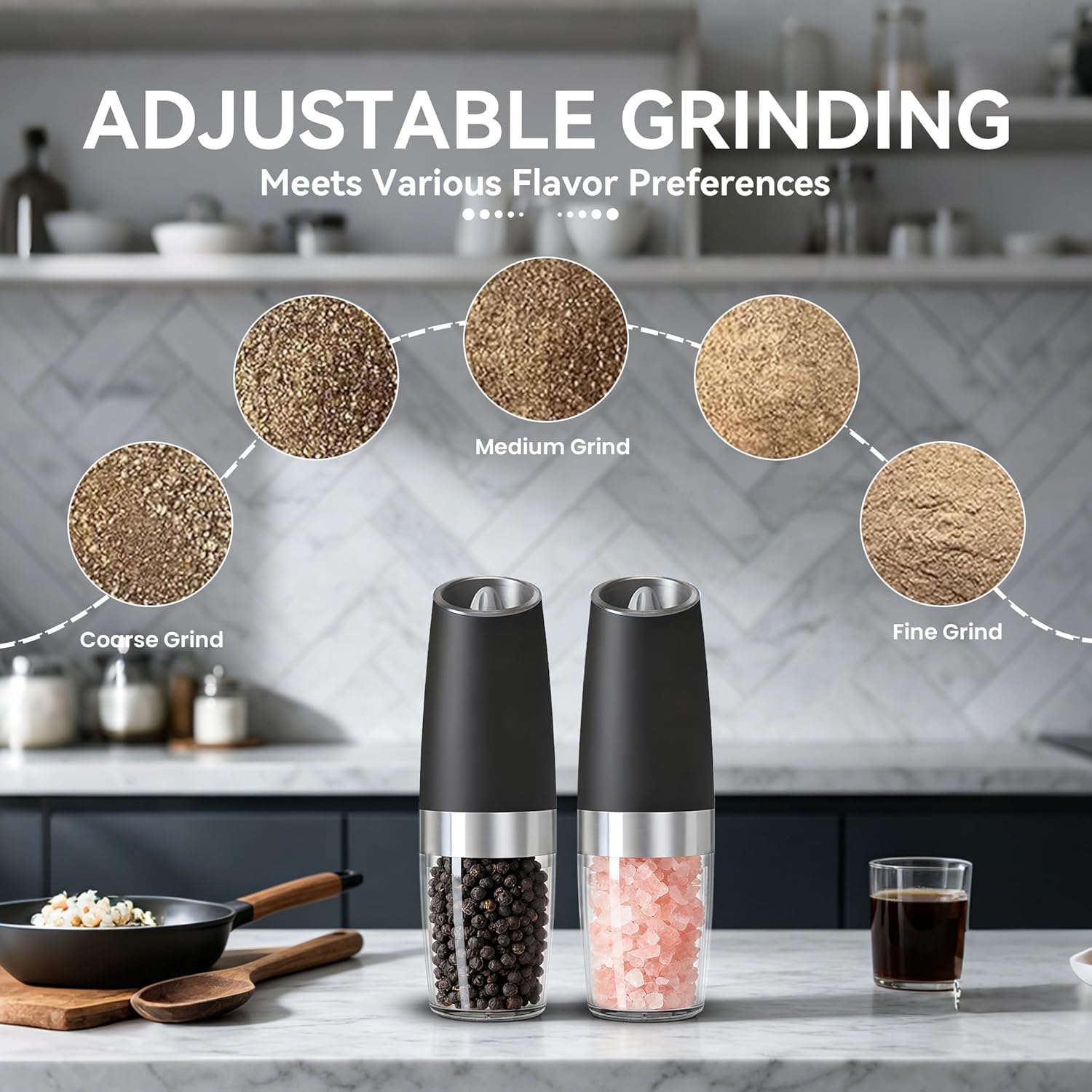 Detalle de UNNEES Gravity Electric Grinder 2-pack 🧂