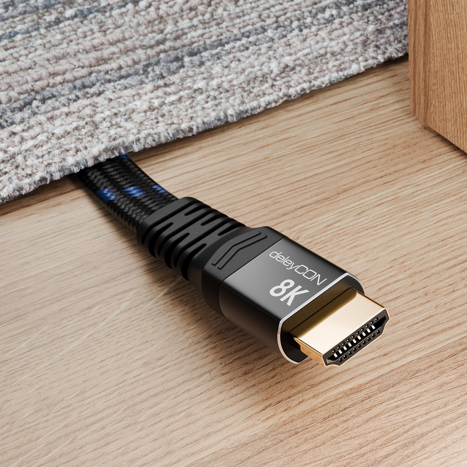 Detalle 2 de deleyCON 3,0 m Flaches HDMI 2.1 Kabel – 8K/4K Gaming-Kabel für TV, Monitor, PS4/PS5, Xbox, Dolby Atmos & ARC/eARC