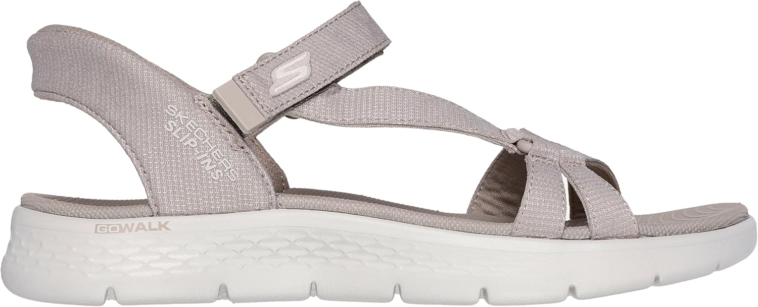 Detalle de Skechers Mujer Go Walk Flex Sandal Illuminate Slip-In Taupe Textile (38 EU)