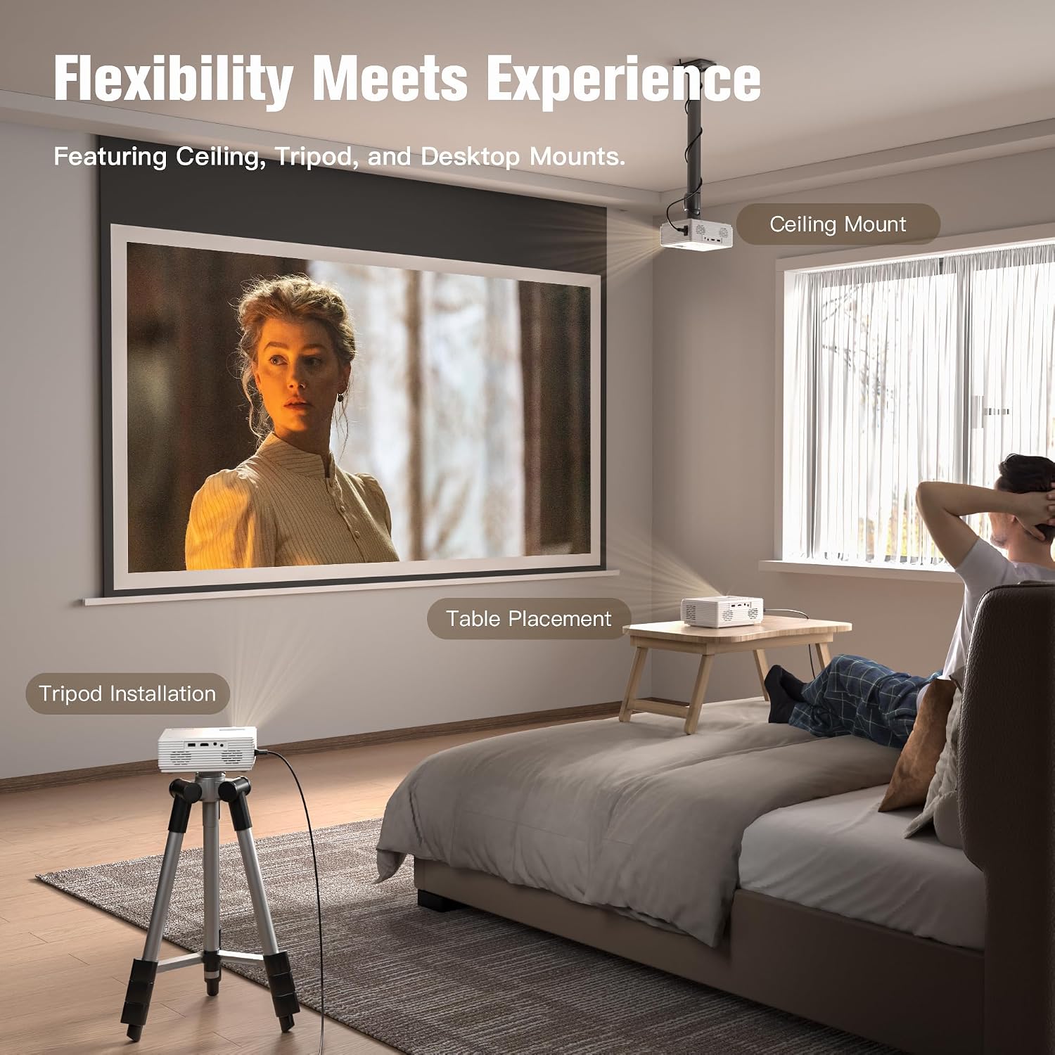 Detalle 2 de AuKing Q8 Mini Projector, Full HD 1080p with HDMI, USB and Built-In Speaker