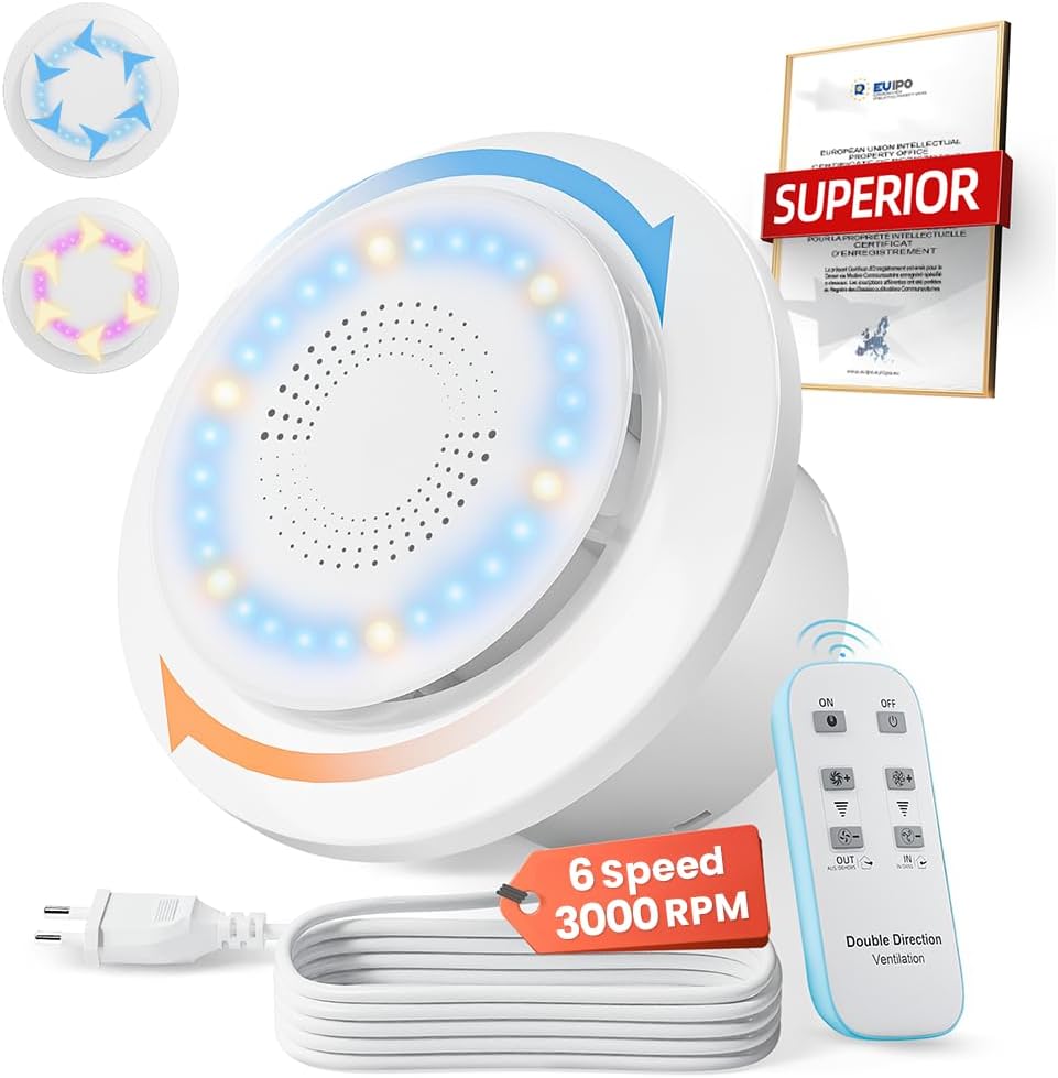 SLUELI 100 mm badkamer ventilator met 6 snelheden en twee richtingen