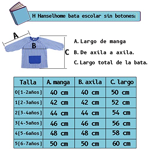 Thumbnail 5 de H HANSEL HOME Bata Escolar Babi Rosa 2-3 años para Niño/a. Sin botones, elástica en puño y cuello