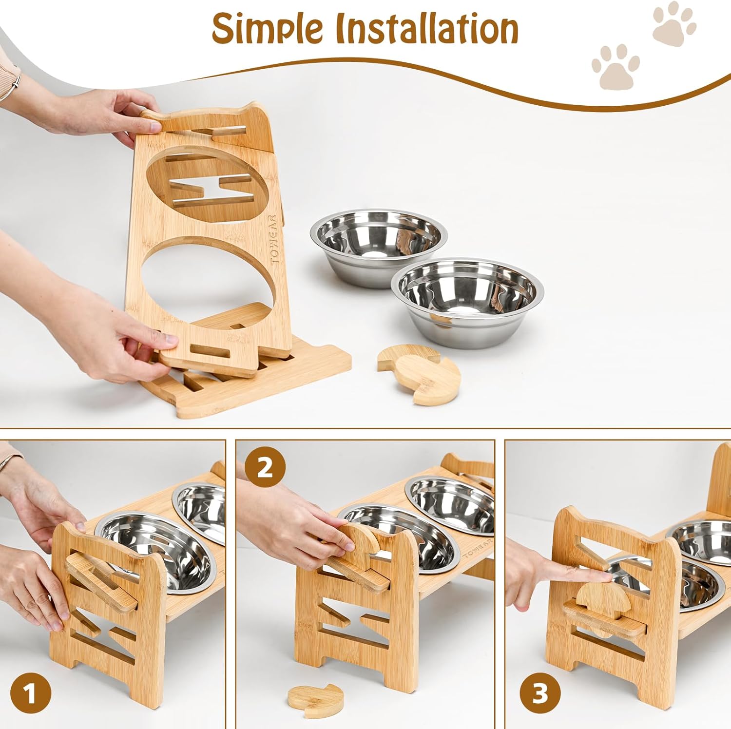 Detalle de TOWEAR Raised dog bowls with 6 levels