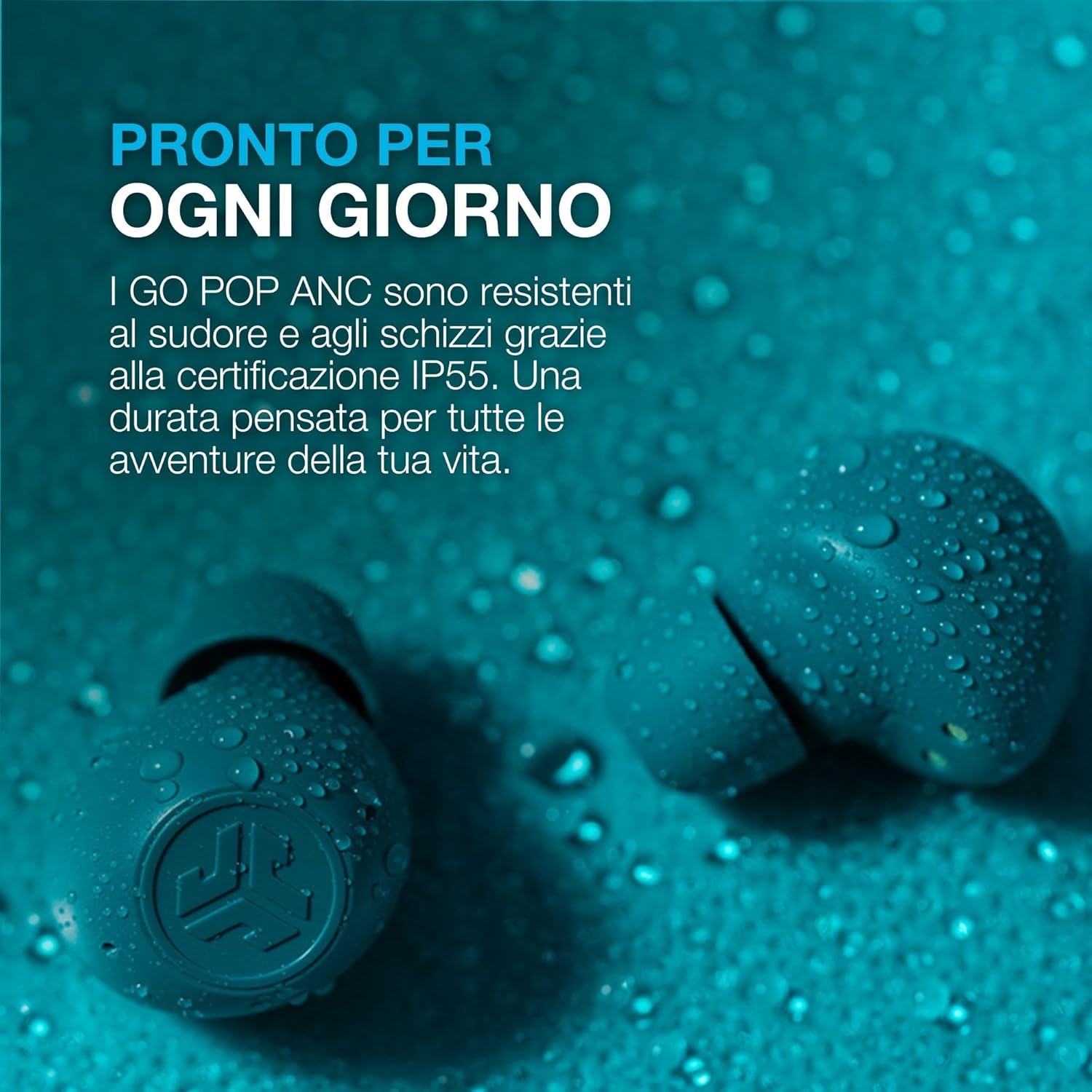 Thumbnail 6 de JLab Go Pop ANC Auricolari Bluetooth ANC con microfono, multipoint e batteria 24+ h (IP55) – Viola Trasparente