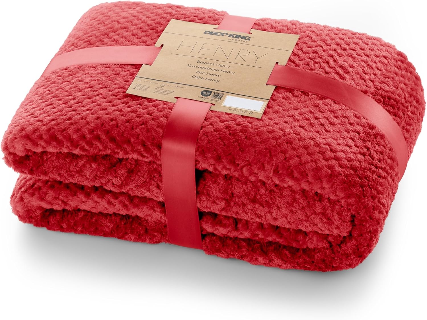 Detalle de DecoKing Couverture polaire 70 x 150 cm plaid doux rouge đ