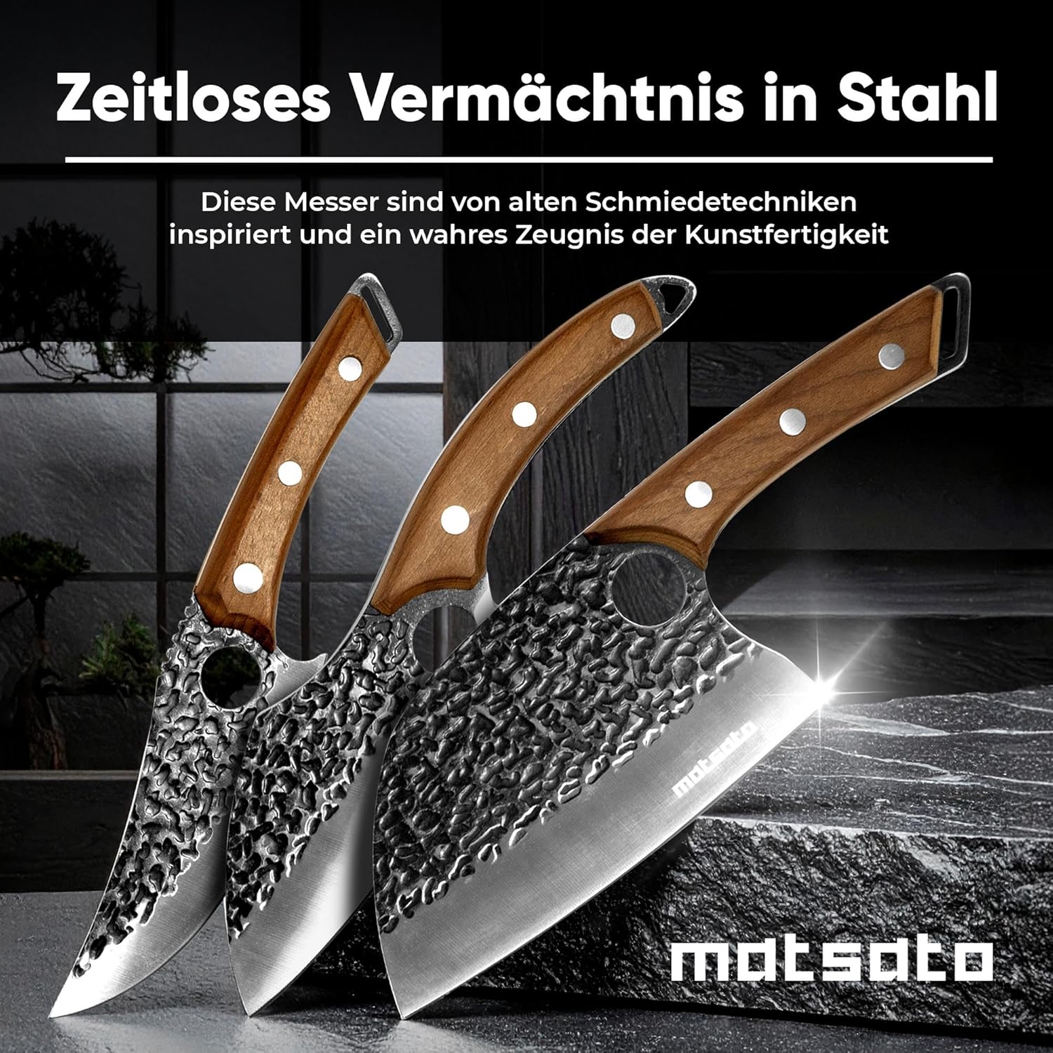Thumbnail 3 de Matsato Messerset 3-teilig – scharfe Küchenmesser für Fleisch, Fisch & Gemüse