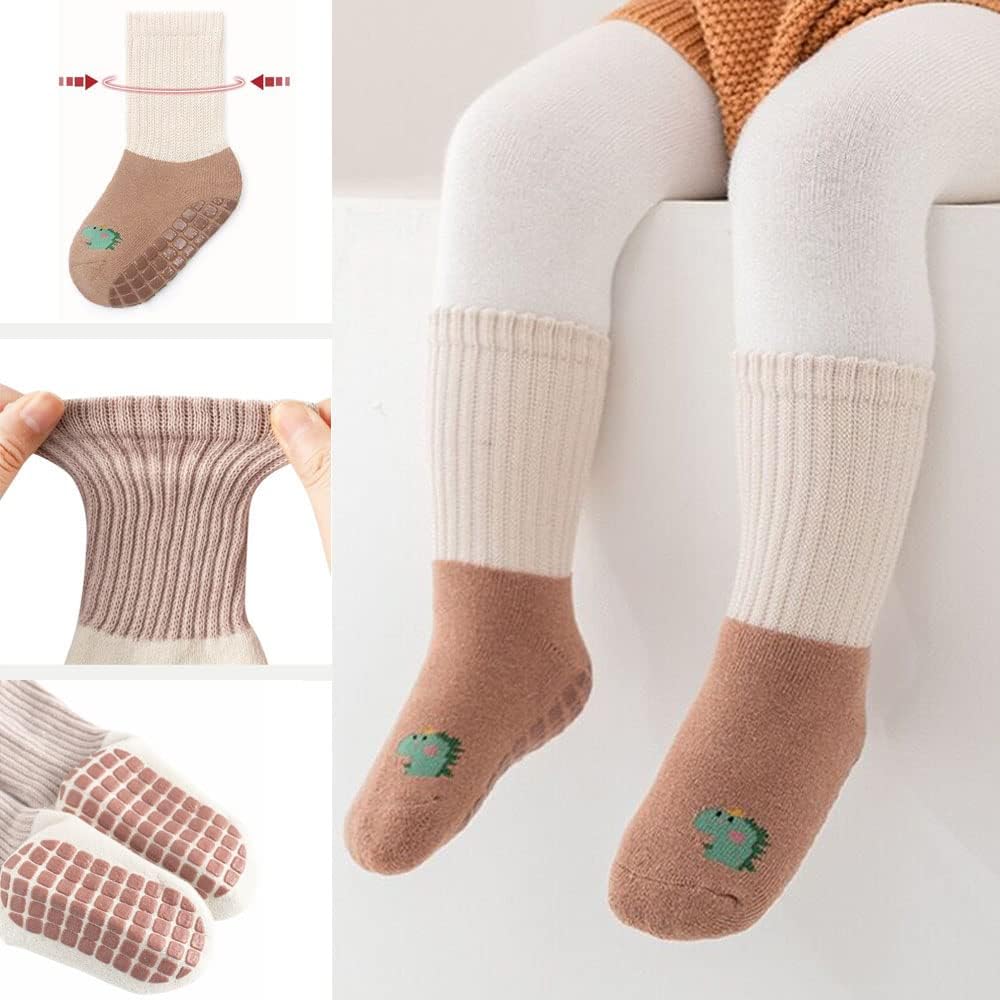 Detalle de FedMois 6er Pack Baby & Kleinkinder Winter-Socken mit ABS-Noppen und breitem Bündchen aus Baumwolle