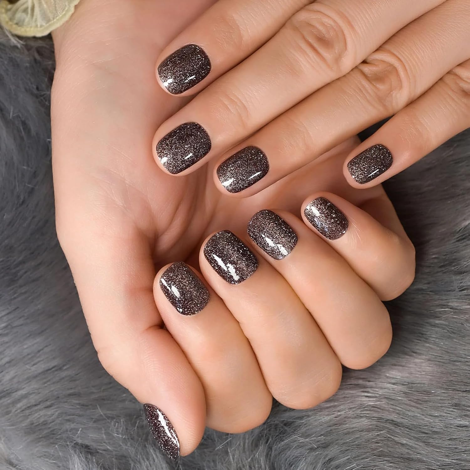 Thumbnail 3 de Curvlife Gray Star Point Press-On Nails – 30-Piece Reusable Kit with Glue, Tabs, File, and Prep Pads