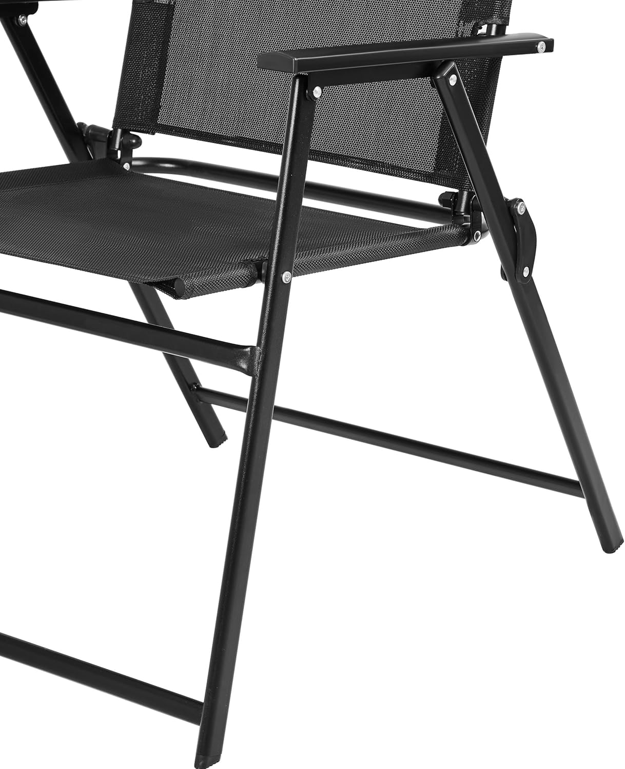 Thumbnail 6 de Yaheetech set di 2 sedie da giardino pieghevoli con braccioli, telaio in metallo e tessuto traspirante (portata 100 kg) – Nero