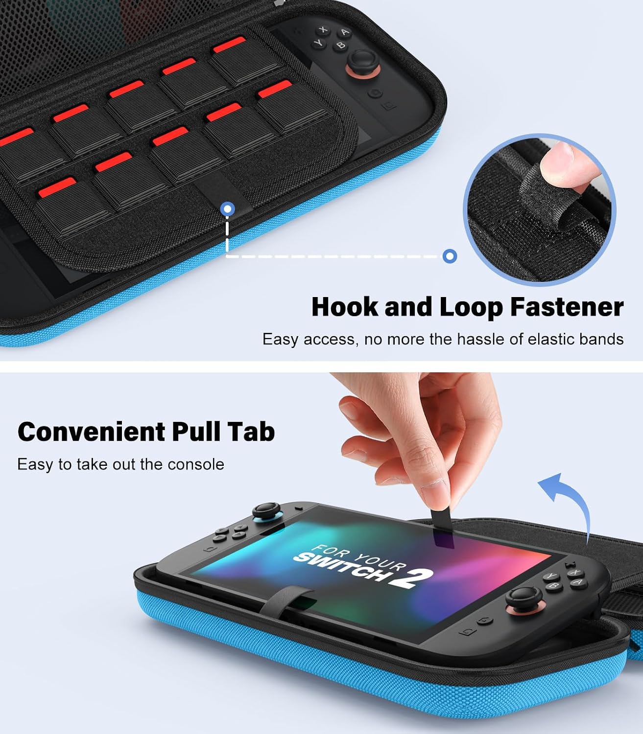 Detalle 2 de MoKo Switch 2 Tasche mit 10 Spielen, blau