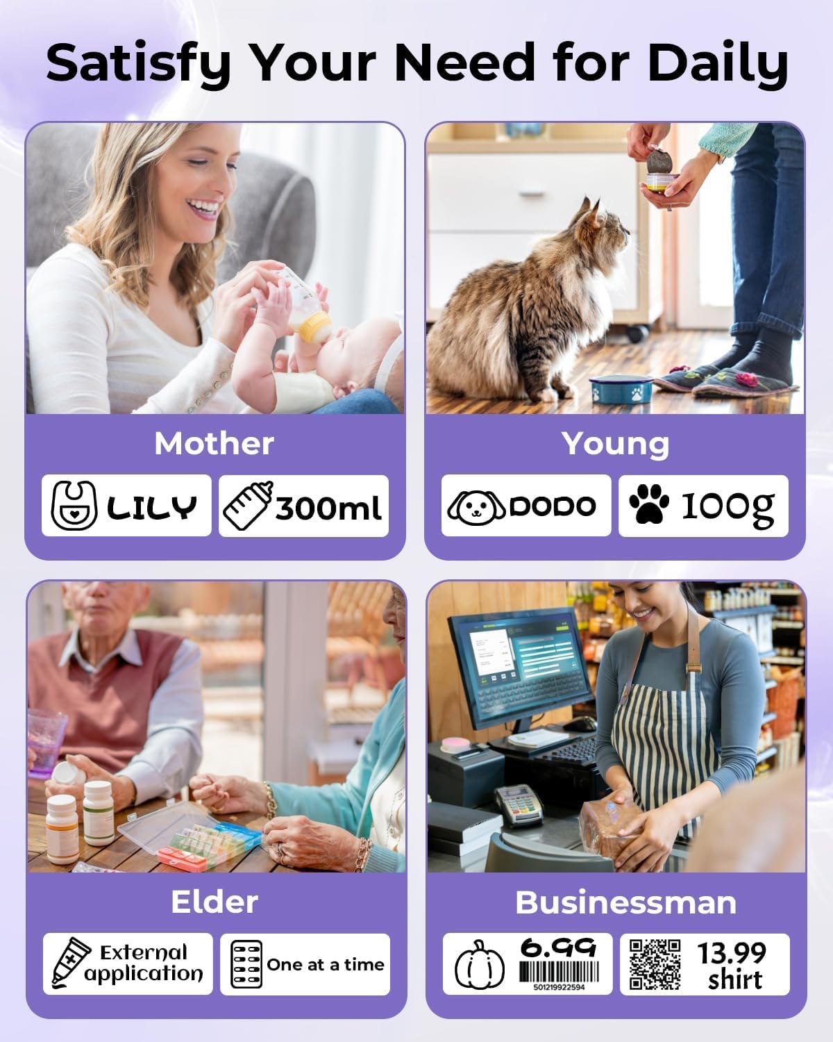 Thumbnail 3 de Phomemo D30 Bluetooth Label Maker (D30) – portable thermal tape printer for home, office and kitchen organising (Violet)