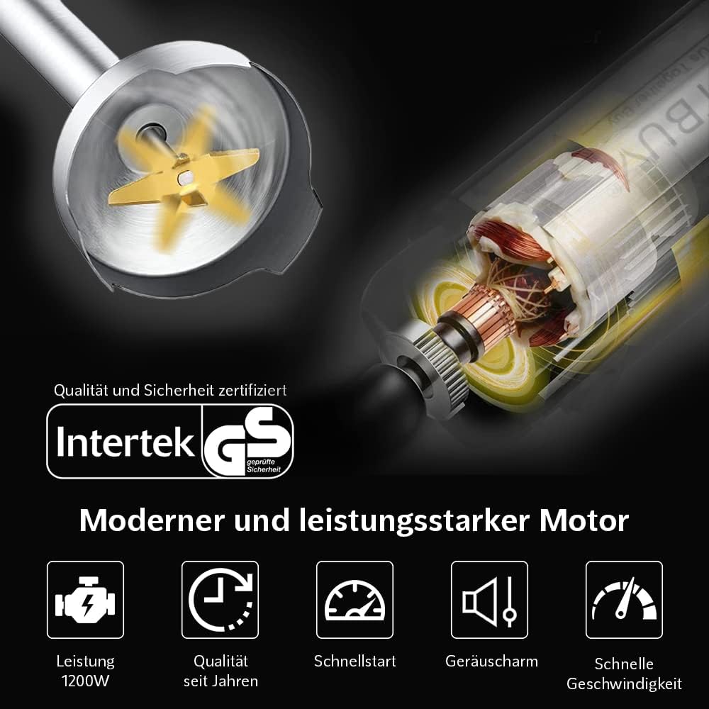 Thumbnail 4 de Lehmann Stabmixer Set Chopsui 1200 W – Vielseitiger Pürierstab mit Turbofunktion inkl. 9-teiligem Zubehör