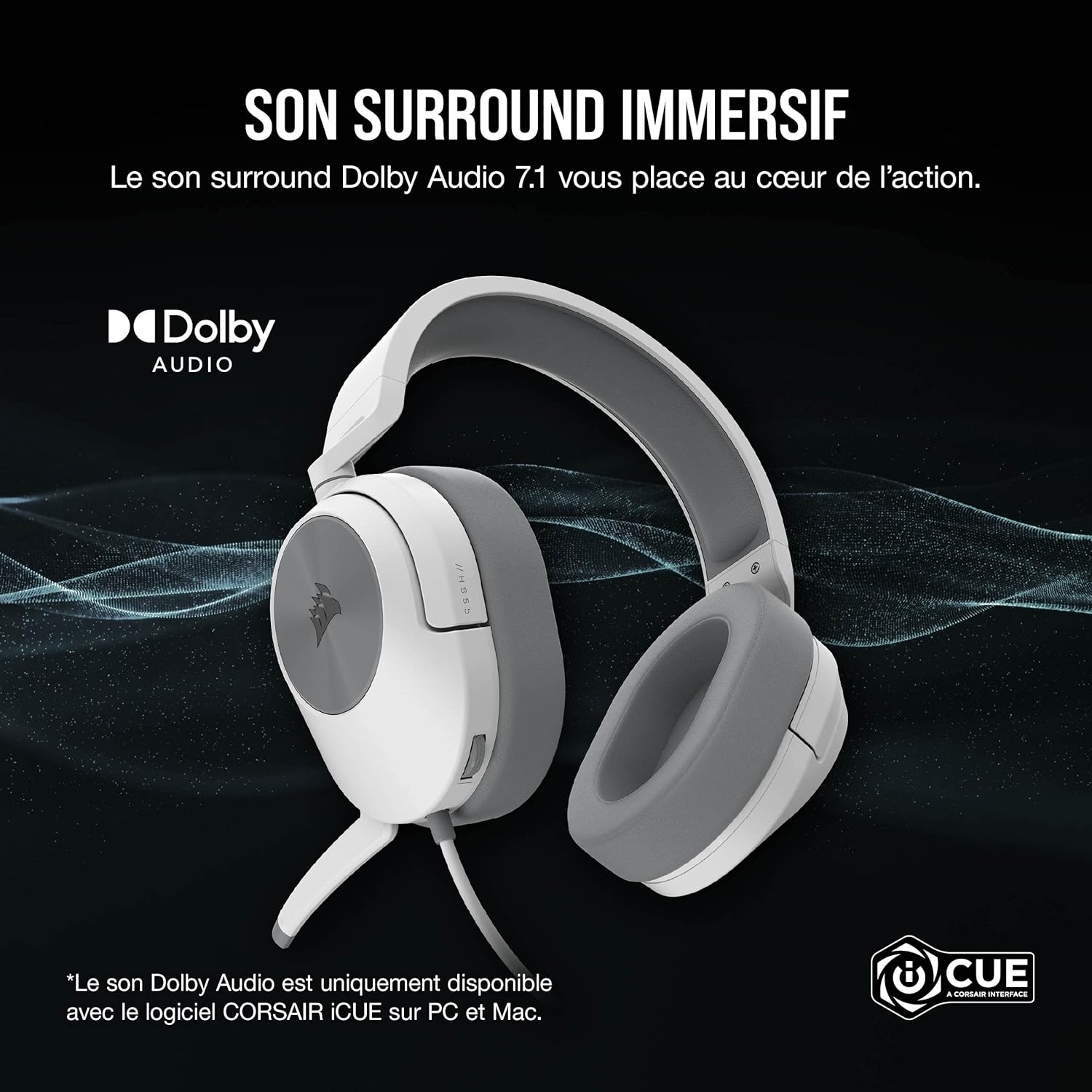 Thumbnail 1 de Casque de jeu filaire Corsair HS55 Surround : Dolby 7.1, micro escamotable et compatibilité multiplateforme