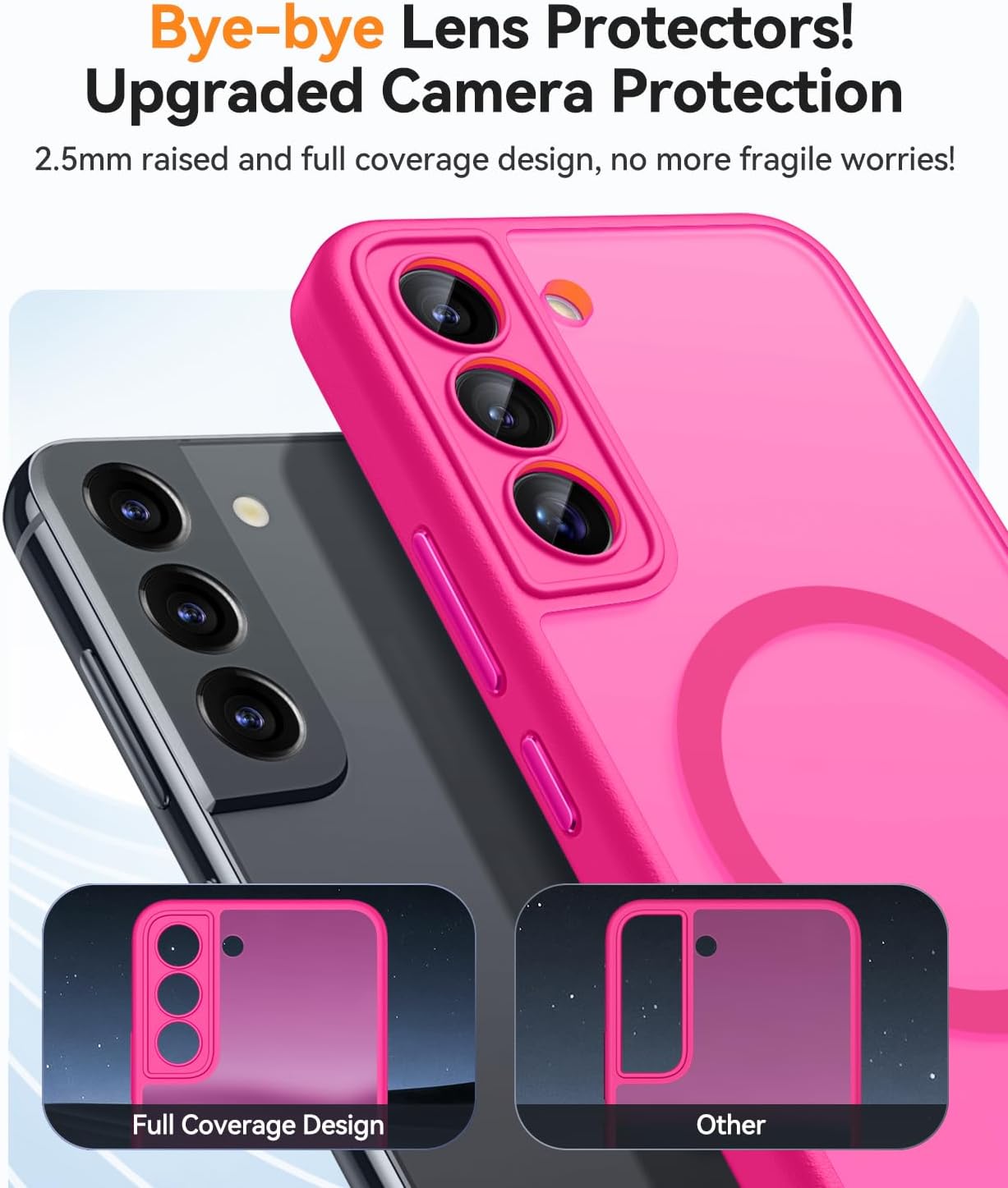 Thumbnail 2 de CANSHN cover magnetica per Samsung Galaxy S22 da 6,1" con protezione fotocamera completa rosa calda