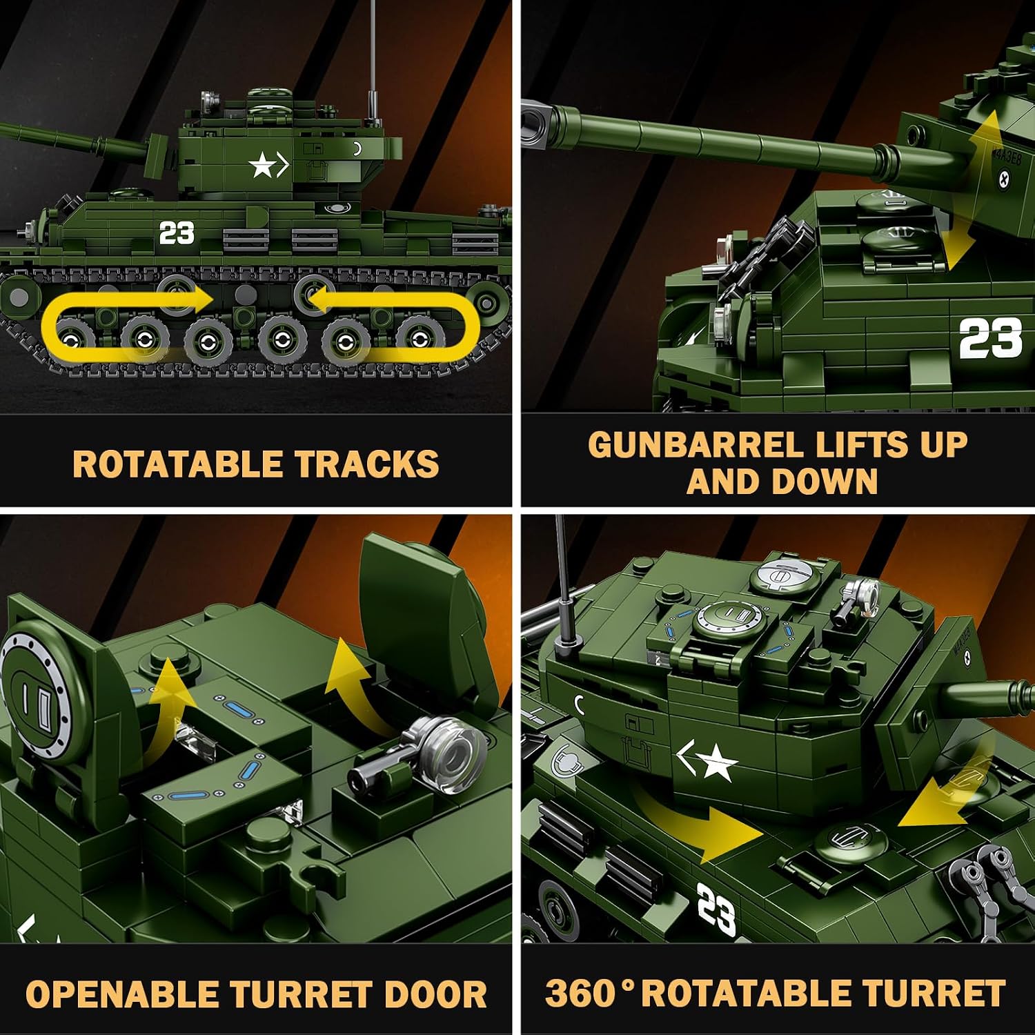 Thumbnail 3 de Reobrix M4A3E8 Sherman tank set 836 pcs