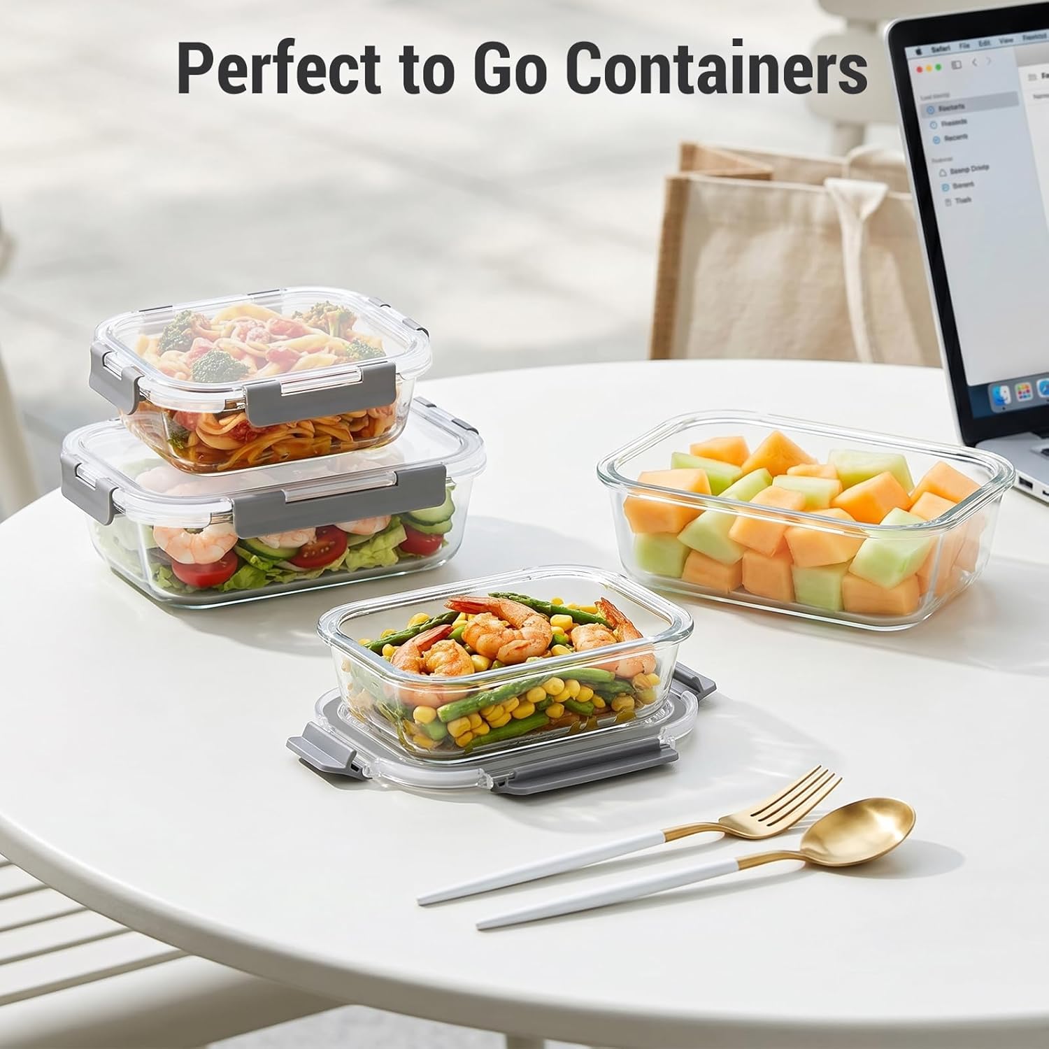 Thumbnail 6 de Dealusy Glass Food Storage Containers, 36 oz & 12 oz, Gray, 10-Pack