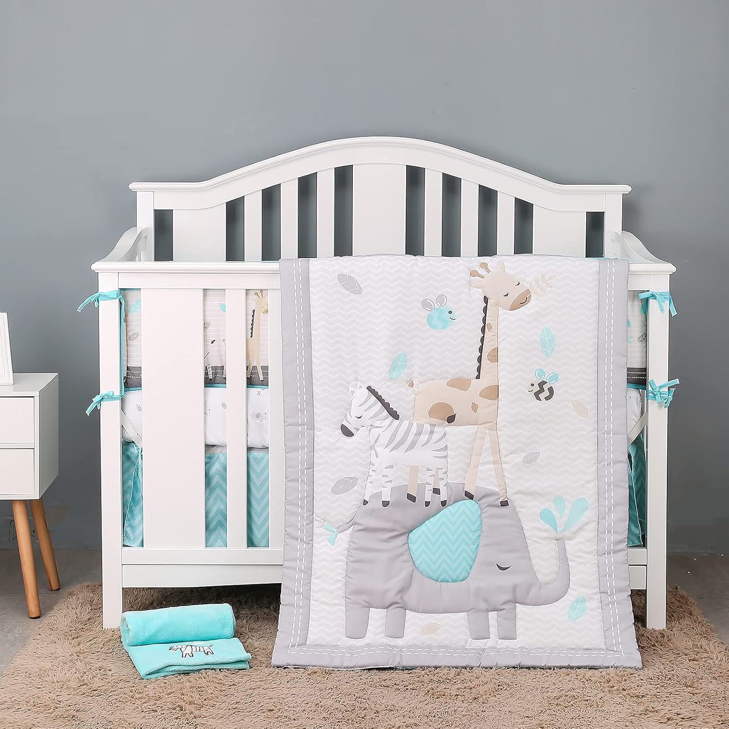 Thumbnail 3 de TEALP Baby Toddler Blanket Quilt Cot Comforter 84x107 cm – Giraffe & Elephant