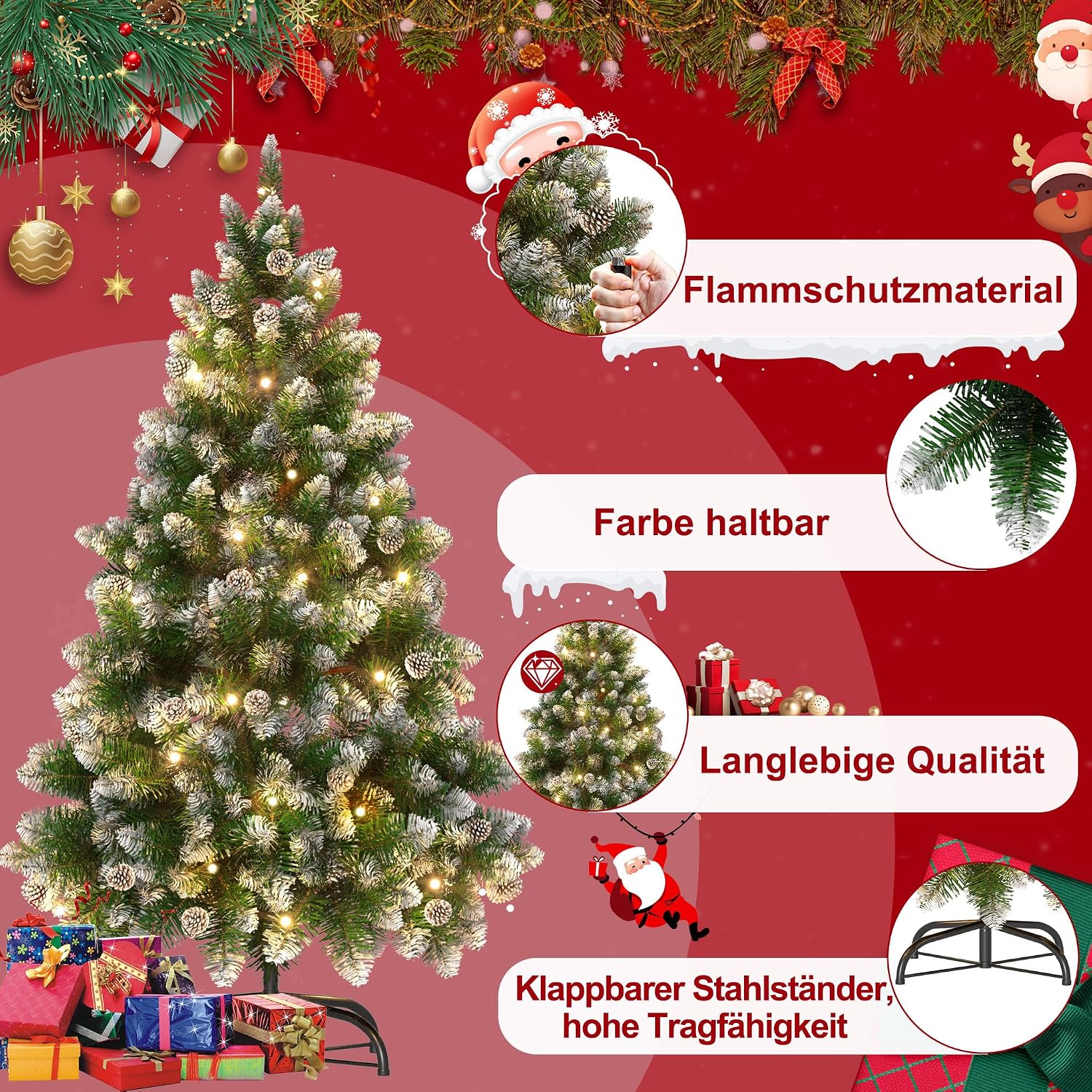 Detalle de Aufun WTC1000C-31 kunstkerstboom 180 cm met 350 warmwitte leds