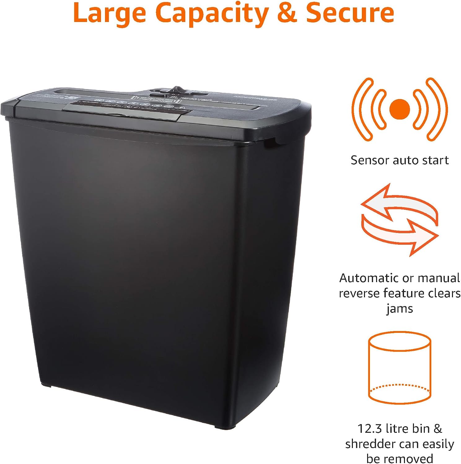 Detalle 2 de Amazon Basics 7-8 Sheet Strip Cut Shredder with Bin (Black) – compact yet capable for home and small office
