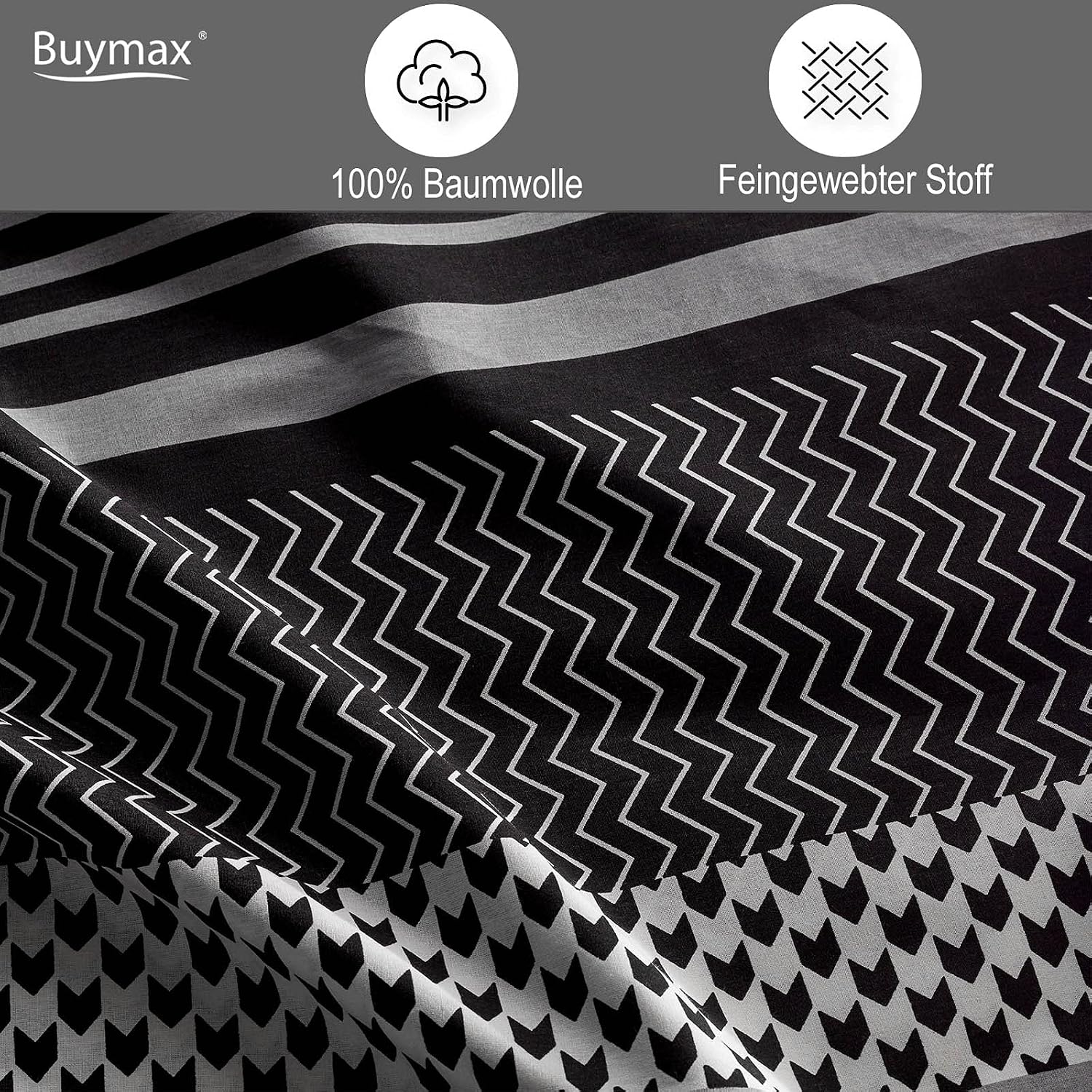 Thumbnail 2 de Buymax Bettwäsche-Set 200x220 cm (3-teilig) Renforcé – 100% Baumwolle, OEKO-TEX, Reißverschluss