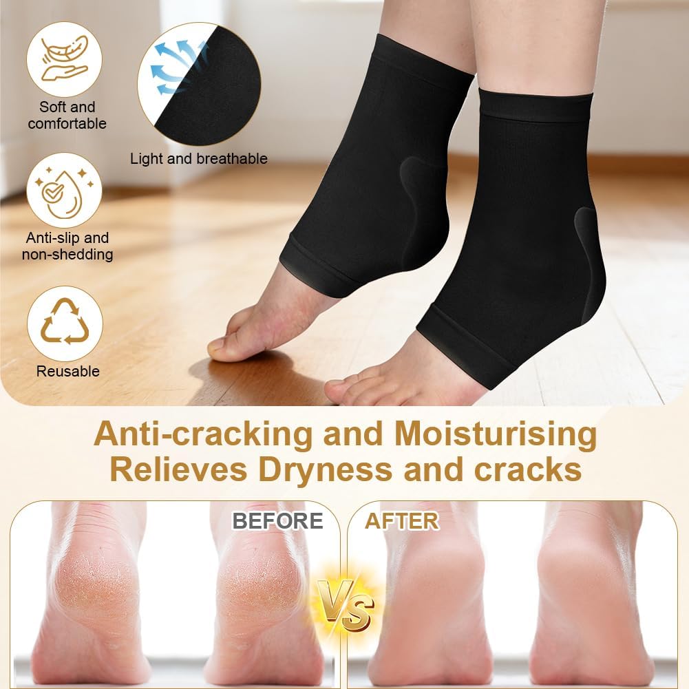 Detalle de Fefod Talon Tendinite Chaussettes de Protection – 2 paires avec coussinet de gel pour le tendon d’Achille