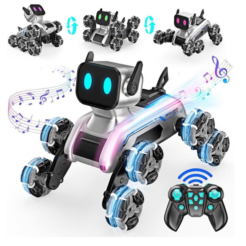 Detalle 2 de Klack Robot Perro RC 8WD, acrobacias y luces